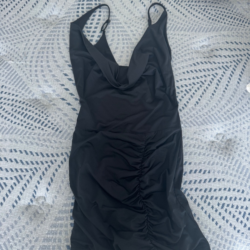 white fox black dress